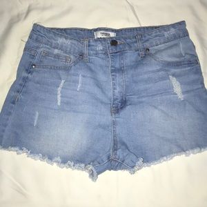 Forever21 High waisted light blue jean shorts